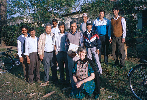 (Elinor Ostrom working with irrigation management in Nepal)